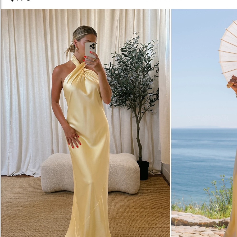 Elegant Yellow Halter Dress